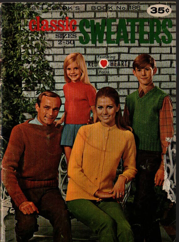 Classic Sweaters Sizes 2-50 Coat's & Clark's Book No. 186 – First Edition + 1968 + Vintage Knitting Book