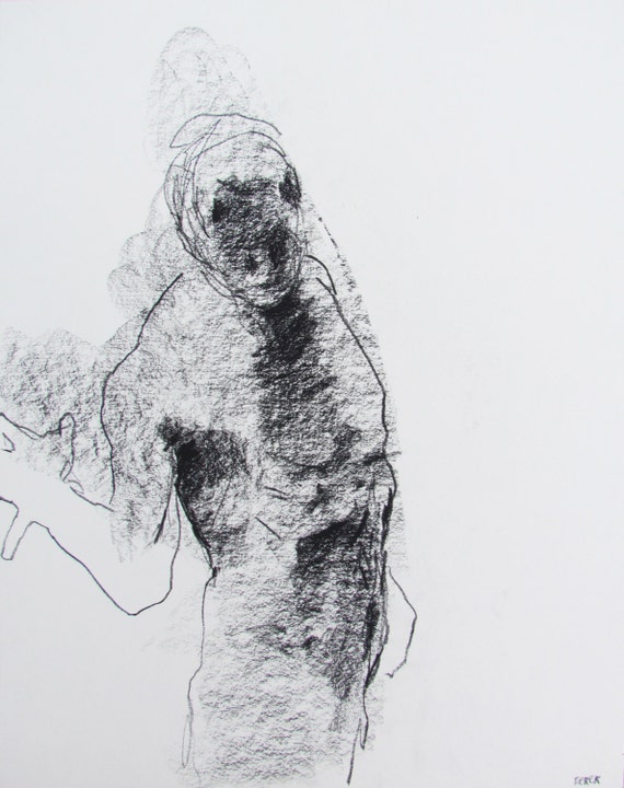 Items similar to Gestural Male Figure Drawing - 11 x 14