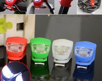 LED silicone bike bicycle front rear option camping backpack safety light