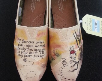 Vintage Winnie the Pooh and Piglet Custom Hand Painted Wedding Shoes