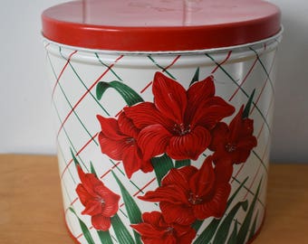 vintage amaryllis metal canister