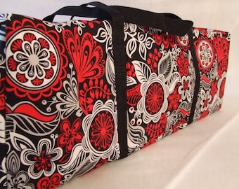 Carrying Case for the Cricut Explore Air / Silhouette Cameo 3 / Brother ScanUcut / Black, Red, Grey, White Large Floral Print Fabric