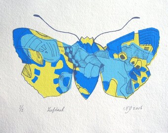 Original Screenprint**4 colors**BUTTERFLY***Printed on heavy Khadi paper