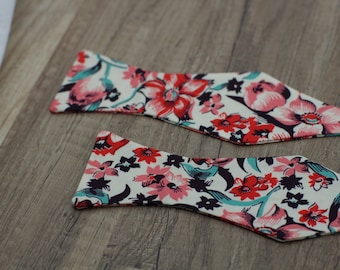 Handmade bow tie red floral self tie freestyle colorful cotton bowtie