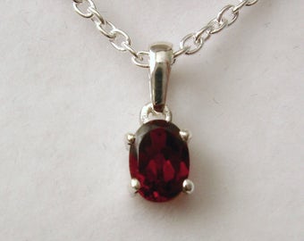 Genuine SOLID 925 STERLING SILVER January Birthstone Garnet Pendant