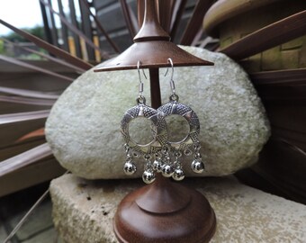 Ethnic earrings, Bohemian earrings, Boho earrings, Tribal earrings, Silver dangle earrings, Bell earrings, UK Seller