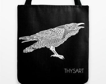 Raven tote, cotton bag by THYSART