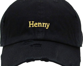 Henny Embroidery Distress Dad Hat