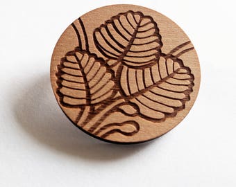 Fagus Brooch, Tasmanian myrtle wood fagus leaf pin