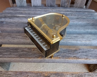 Vintage Sankyo Baby Grand Piano Music Box Sankyo Japan Mechanism Plays Carpenters Grammy Award "We've Only Just Begun" Made in Hong Kong