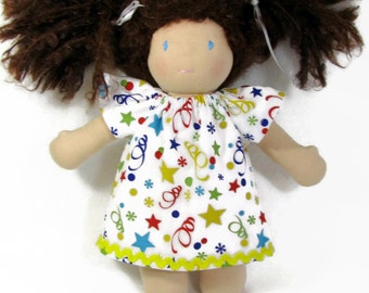 10 inch 12 inch Waldorf Dress, Doll Party Dress, Handmade Doll Dress, cotton doll dress, 10 in doll clothes, soft doll dress