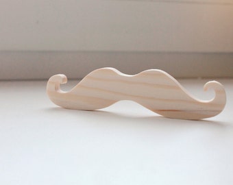 Unfinished wooden mustache bow-tie - natural - eco friendly - Pine tree