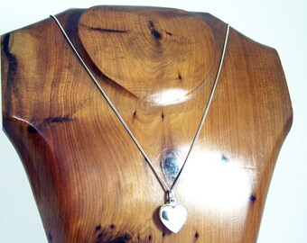 Vintage Sterling Silver Heart Locket Necklace, Silver Locket Necklace, Heart Necklace, Sweetheart Pendant Locket, Engraveable, New Old Stock