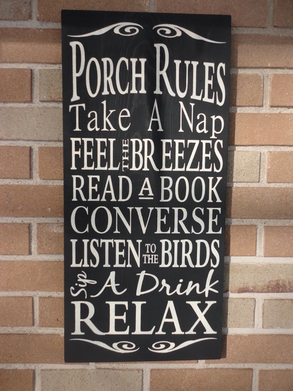 Porch Rules Sign Primitive Wood Decor Home