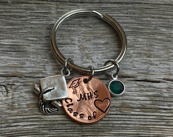 2018 High School Graduation Gift, Graduation Gift, Penny Keychain, Graduation Gift for Him, Graduation Gift for Her, Graduation Cap