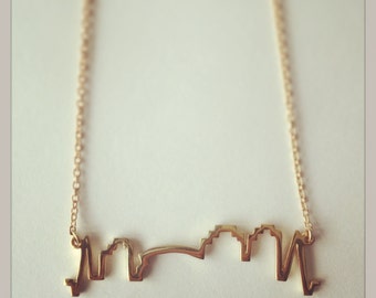 NOLA Skyline Gold Vermeil Charm Necklace, with 1.5mm Gold Filled Chain