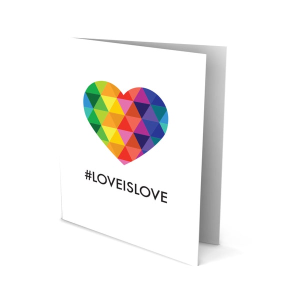 Love Is Love Greeting Card with a Colorful Rainbow Heart