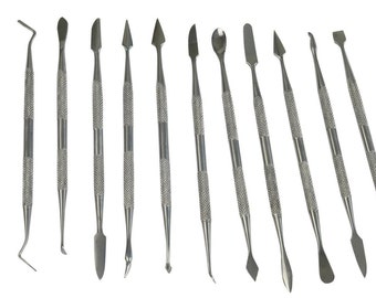 12PC Stainless Steel Wax, Clay Or Soap Carving Tools, for Polymer And Precious Metal Art, ( PMC ) Modelling, Fimo, Etc