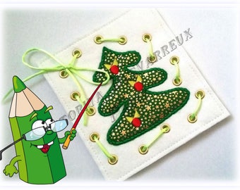 Felt Lacing Card, Learning toy, Kids Christmas gift, Montessori, Toddler Toys, Lacing Toy, Montessori Toys, Baby gifts, Fabric Learning Toys