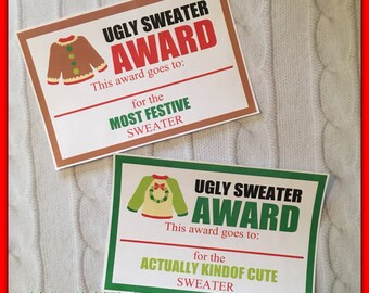 DIGITAL Ugly Sweater Party set Instant Download PDF Printable WaterBottle Labels Awards Editable Invitations
