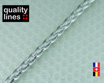 X 1 M - flat faux leather Silver 5mm / 2mm - 5mm silver braided leather