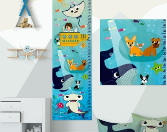 Submarine Growth Chart Ocean Growth Chart Kids Height Chart Kids Growth Chart Wall Animals Growth Chart Wall Height Chart Growth Chart Decal