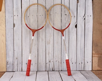 1970's badminton rackets, Vintage badminton rackets, Pair of wooden badminton racquets, Sports decor, Badminton tools, DDR badminton rackets