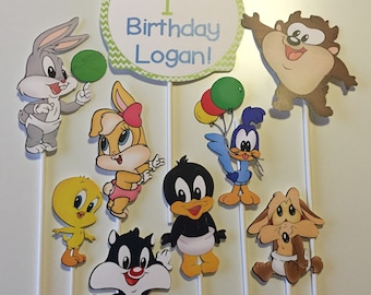 Baby Looney Tunes Centerpiece Picks/Centerpieces/Bugs Bunny/Lola Bunny/Daffy Duck/TweetyBird/Sylvester/Taz/Road Runner/Double Sided/012 013