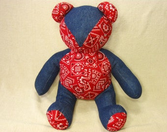 Handmade Teddy Bear, Cloth Teddy Bear, Stuffed Animal, Soft Toy, Patchwork