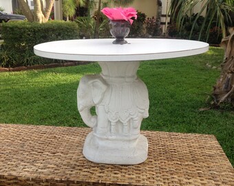 ELEPHANT GARDEN STOOL Table / Whimsical Elephant Side Table with Oval top / Elephant table / Chinoiserie Decor at Retro Daisy Girl