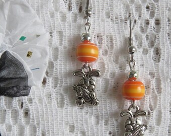 Earrings whimsy of Easter cute Bunny by JosieCoccinelle