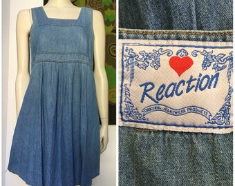 Vintage blue denim babydoll dress M