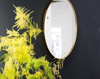 Gold Round Edged Mirror With Lip