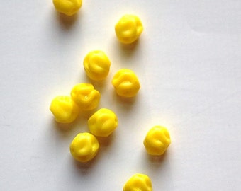Vintage Yellow Baroque Pinched German Glass Beads grm010D
