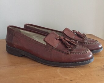 Vintage Bally Womens Brown Leather Tassel Loafers