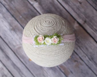 Newborn Baby Headband- Floral Headband for Baby Girl - Baby Girl Flower Headband - Adjustable fit