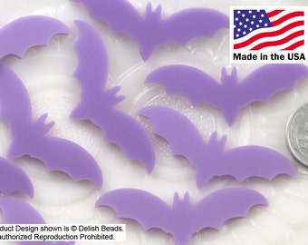 Bat Cabochons - 45mm Purple Bats Acrylic or Resin Cabochons - 6 pc set