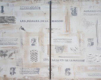 Large painting diptych 120 x 80 "rules of the House" to order