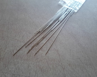 12 cm large needles to thread seed beads, silver