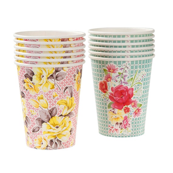 Floral Party Cup Flower Disposable Paper Cup Floral Wedding