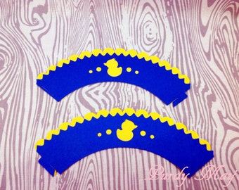 Cupcake Wrappers, Duck Wrapper, Rubber Duck Cupcake Wrappers, Baby shower, Duck Birthday, Duck Baby Shower, set of 12