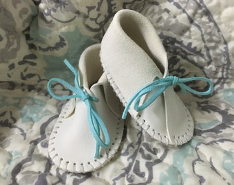 White Deerskin Baby Booties