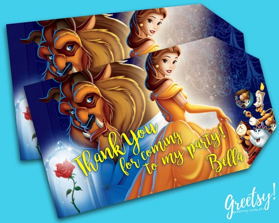 Beauty and the Beast Thank You Tags Beauty and the Beast