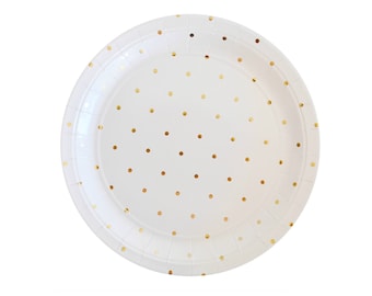Gold Party Plates Gold Polka Dot Paper Plates Gold Plates Disposable Paper Plates Gold Party Supplies Gold Party Decorations Plates