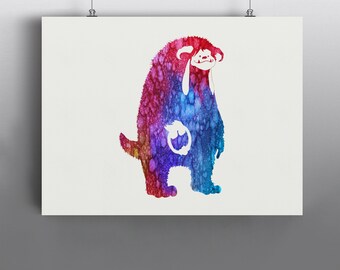 Labyrinth - Ludo, The Goblin King's Creatures, David Bowie, Jim Henson, Childrens Classics, Art Print, Watercolor Print, Poster No71