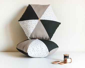 Cushion hexagonal black mole and white - hexagonal cushion