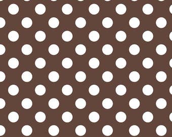 Brown Polka Dot Fabric - Riley Blake Medium Dot - Brown and White Dot Fabric