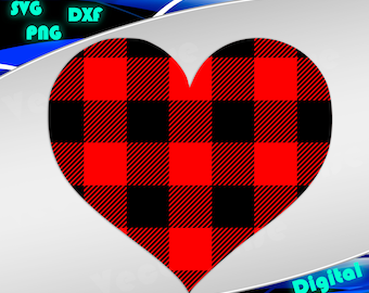 Plaid heart svg | Etsy