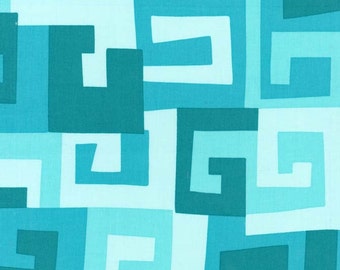 Michael Miller Maze Turquoise Fabric, 1 yard