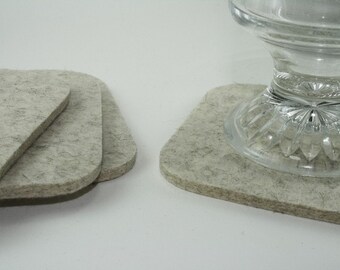 Coasters in 5MM Thick Virgin Merino Wool Felt Eco friendly Fabric Square Coaster Set of 4 or 6 Coasters Hostess Housewarming Gift